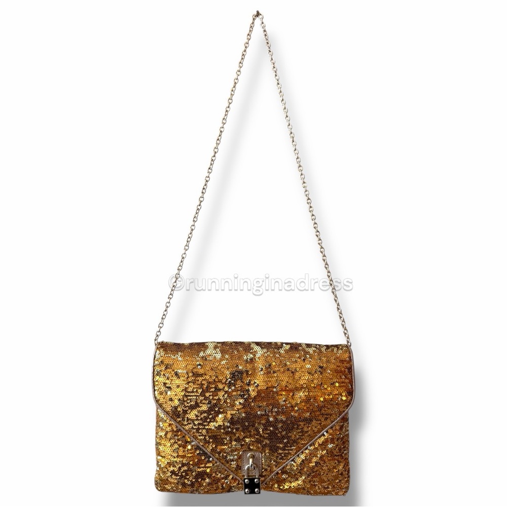 Alexis Hudson Ciara Gold Sequin Envelope Clutch Evening Handbag Crossbody